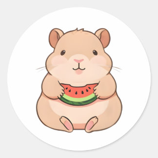 Adesivo Capivara Chibi Kawaii Comendo Fatia de Melancia