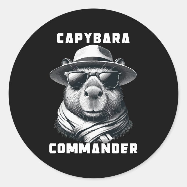 Adesivo Capivara Com Óculos De Sol Capy Comandante (Frente)