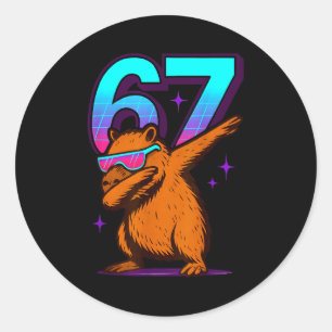 Adesivo Capivara Dabbing Retro Neon 67