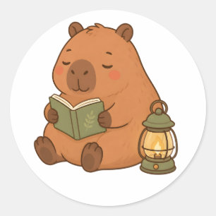 Adesivo Capivara de Leitura Aconchegante pela Lanterna Pre