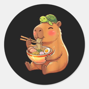 Adesivo Capivara e Tartaruga Fofa Mochila Ramen Kawaii