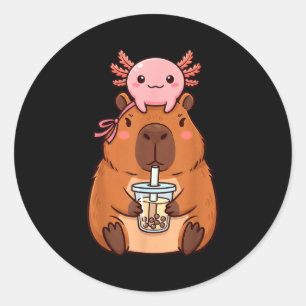 Adesivo Capivara Fofa Bebendo Chá de Boba