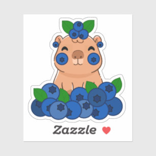 Adesivo Capivara Mirtilo Kawaii - Estética de Animal Fruta