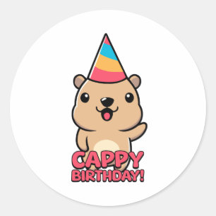 Adesivo Cappy Birthday! Cartoon Cute Capybara Pun