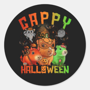 Adesivo Cappy Halloween Cute Capybara Devil Zombie Pumpkin