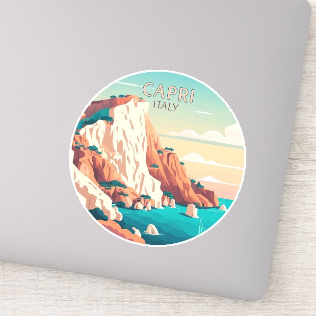 Adesivo Capri Itália Lemons - Ilha Mediterrânica Retro Squ (Detalhe)