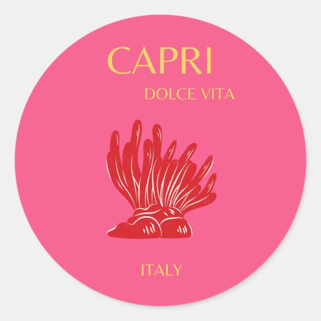 Adesivo Capri, Itália, rosa (Frente)