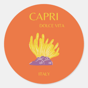 Adesivo Capri, Itália, Viagem, Peruca, Laranja
