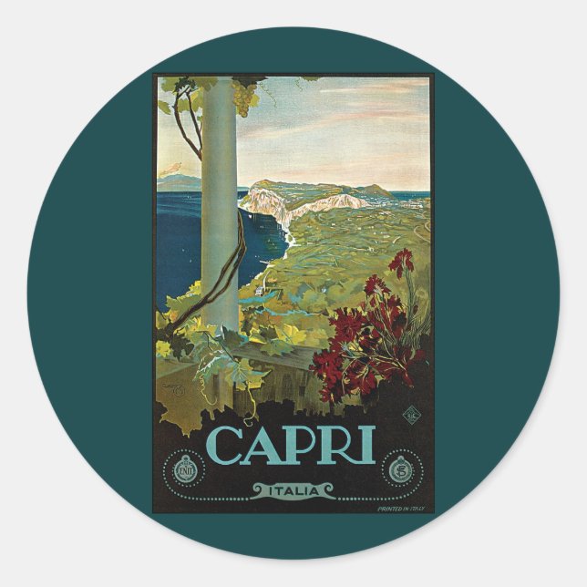 Adesivo Capri, Itália, Viagens vintage Art Italia (Frente)