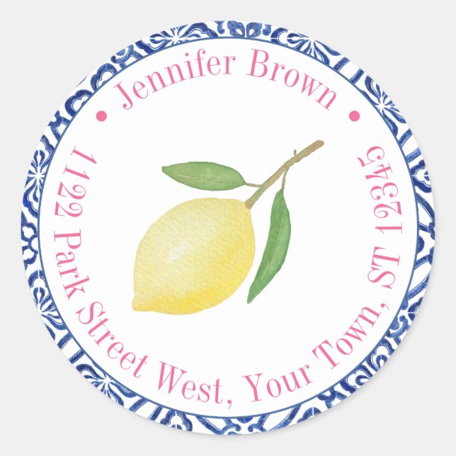 Adesivo Capri Limões Rosa Azulejo Banho Endereço de Devolu (Frente)