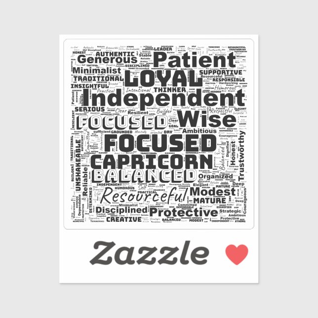 Adesivo Capricorn Zodiac Word Cloud Inspiration Vinyl (Folha)