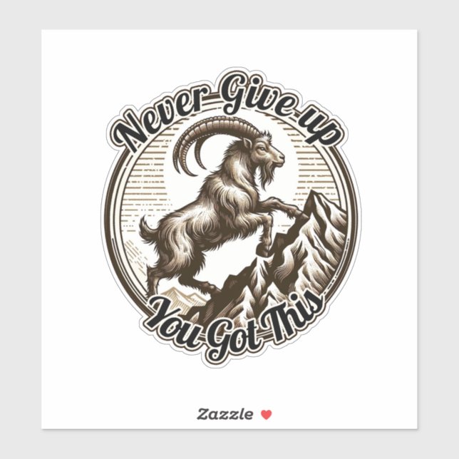 Adesivo Capricórnio De Montanha Subindo Nunca Desiste (Folha)