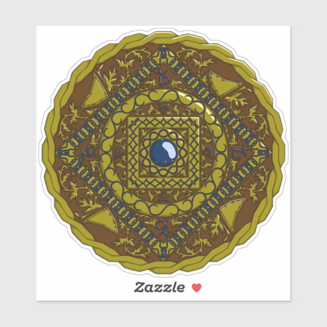 Adesivo Capricórnio Mandala - Vinheta de Contorno (Folha)