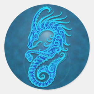 Adesivo Capricórnio tribal azul intrincado