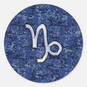 Adesivo Capricórnio Zodiac - Sinal no camo digital azul m