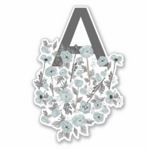 Adesivo Cápsulas de Monograma Cinza Azul Preto Aquarela F