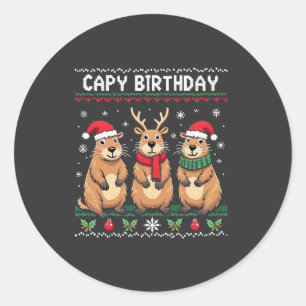 Adesivo Capy Birthday Ugly Christmas Sweater Capybara