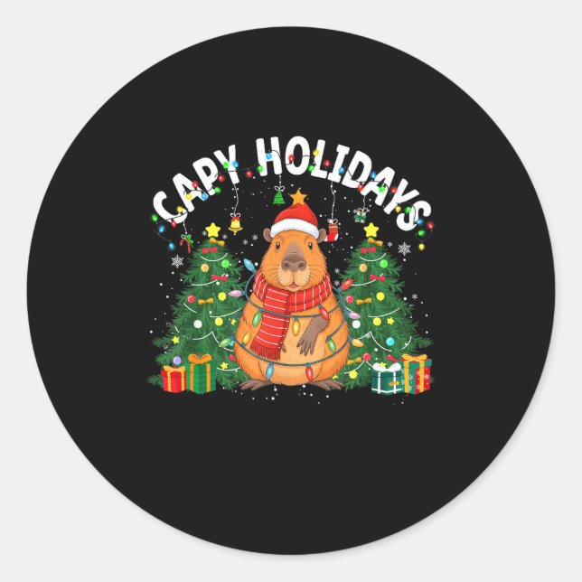 Adesivo Capy Holidays Capybara Santa Hat Xmas Men Women Ki (Frente)