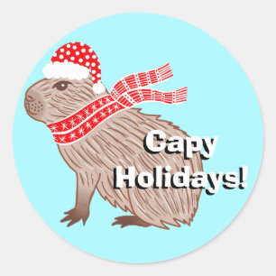 Adesivo Capy Holidays Funny Capybara Natal