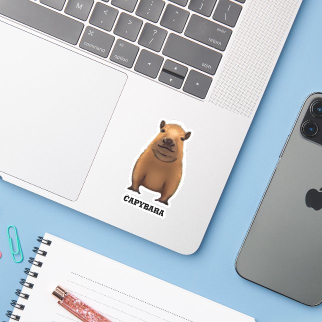 Adesivo Capybara (Notebook com iPhone)