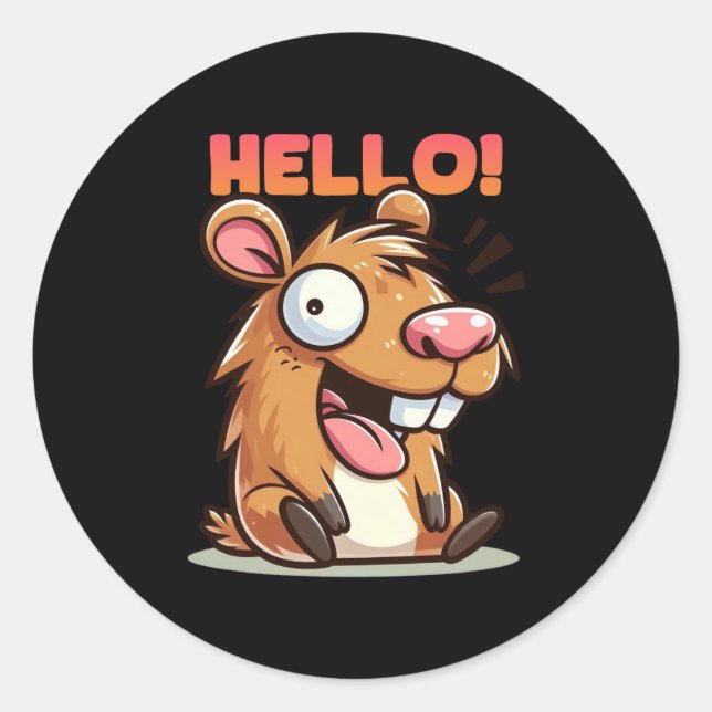 Adesivo Capybara Alô Sticker Engraçado (Frente)
