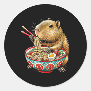 Adesivo Capybara ama Noodle Capybara comendo Ram Japonês