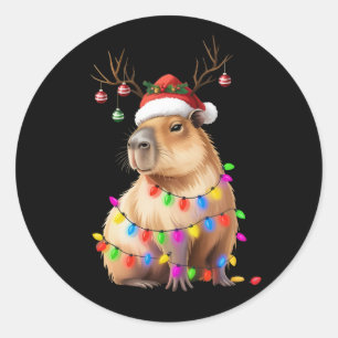 Adesivo Capybara Amante de os animais Natal Luzes de Natal