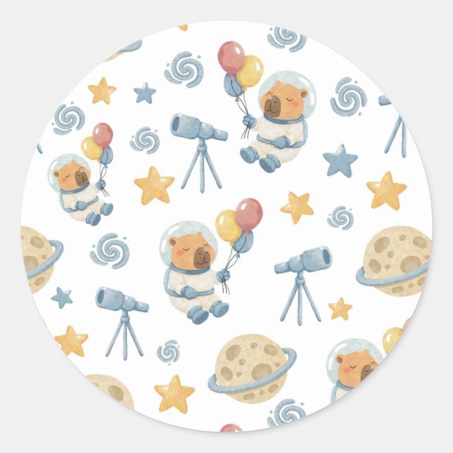 Adesivo Capybara Astronaut Pattern Sticker (Frente)