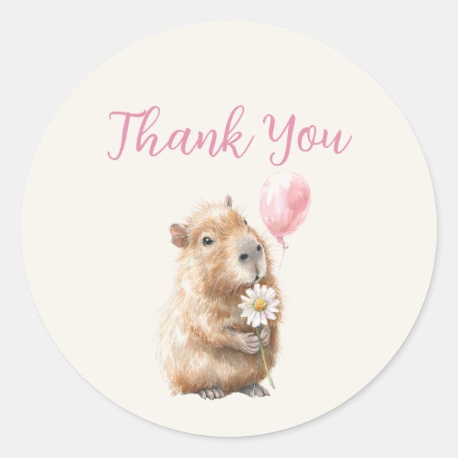 Adesivo Capybara Birthday Thank You (Frente)