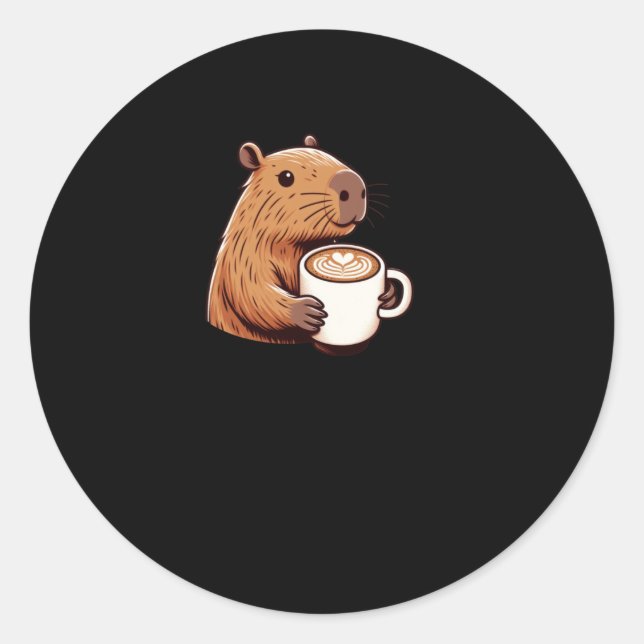Adesivo Capybara Cafetero Aproveitando Uma Latte Com Art S (Frente)