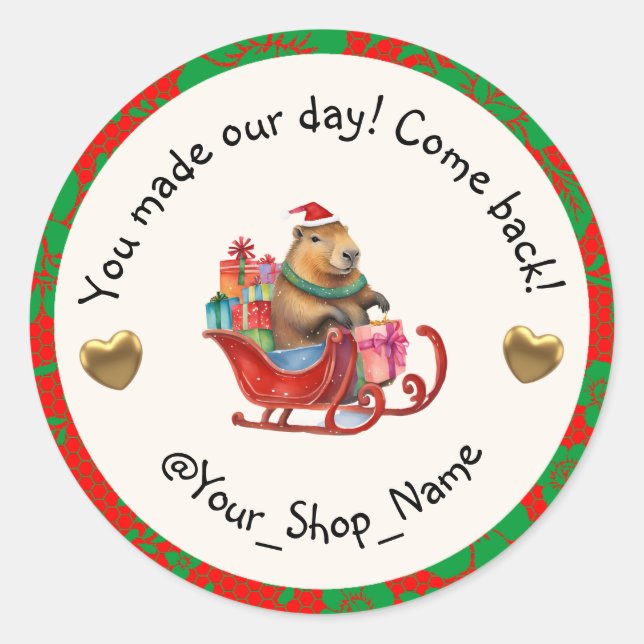 Adesivo Capybara Cheers for Your Customers! 🥳 (Frente)