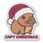 Adesivo Capybara Christmas<br><div class="desc">Bonita capybara num chapéu de Papai Noel para o Natal.</div>