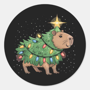 Adesivo Capybara Christmas Gifts Capy Funny Xmas Tree