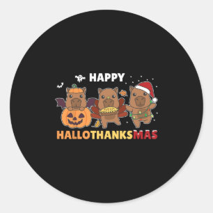 Adesivo capybara christmas halloween fantasma feliz hallol