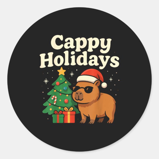 Adesivo Capybara Christmas Shirt, Funny Capy Holidays  (Frente)