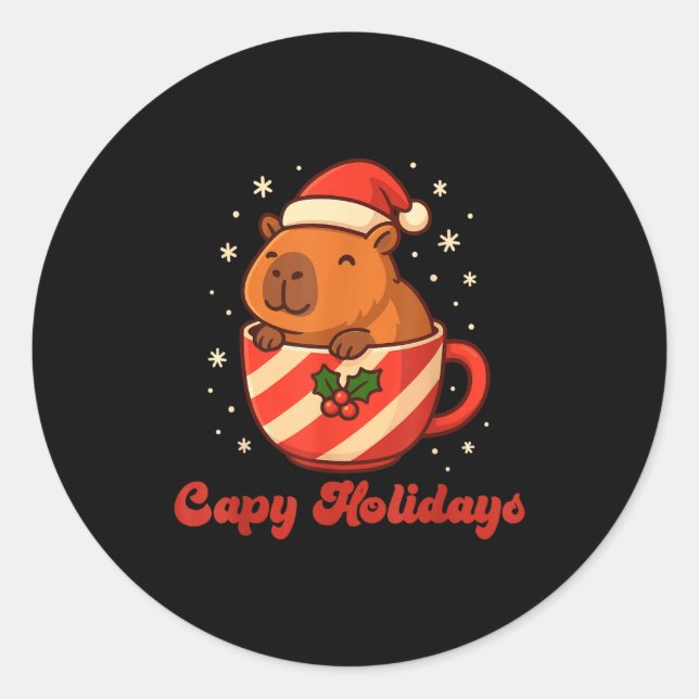 Adesivo Capybara Christmas Shirt, Funny Capy Holidays  (Frente)