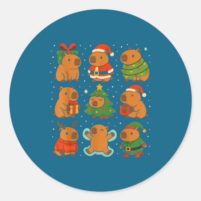 Adesivo Capybara Christmas Shirt, Funny Capy Holidays  (Frente)