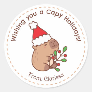 Adesivo Capybara Christmas Stickers Engraçado