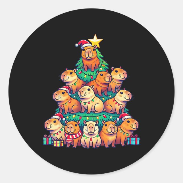 Adesivo Capybara Christmas Tree Funny Capybara Xmas (Frente)