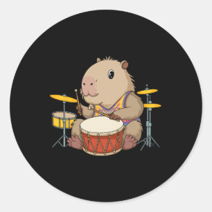 Adesivo Capybara Drummer Jogando Drums Rodents Funny Capyb