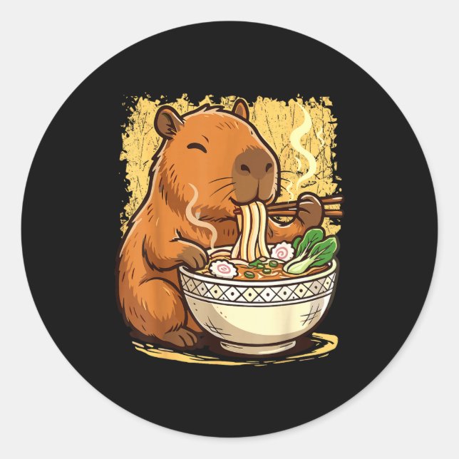 Adesivo Capybara Eating Ramen Noodles  (Frente)