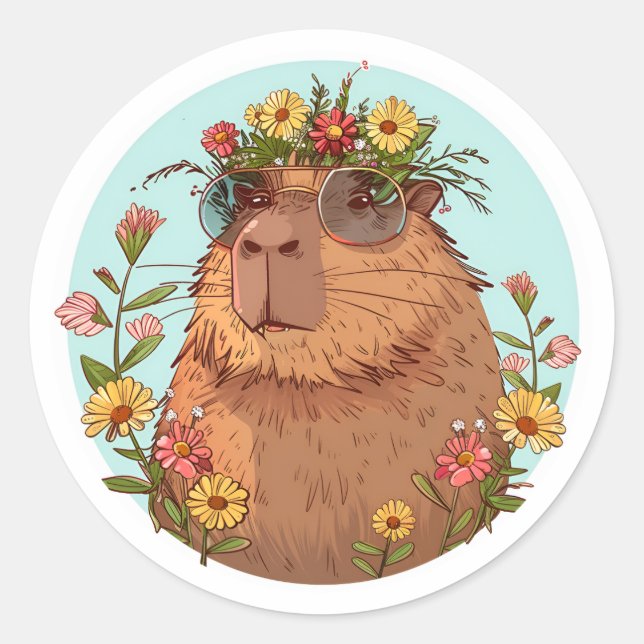 Adesivo Capybara em óculos de sol Summertime (Frente)