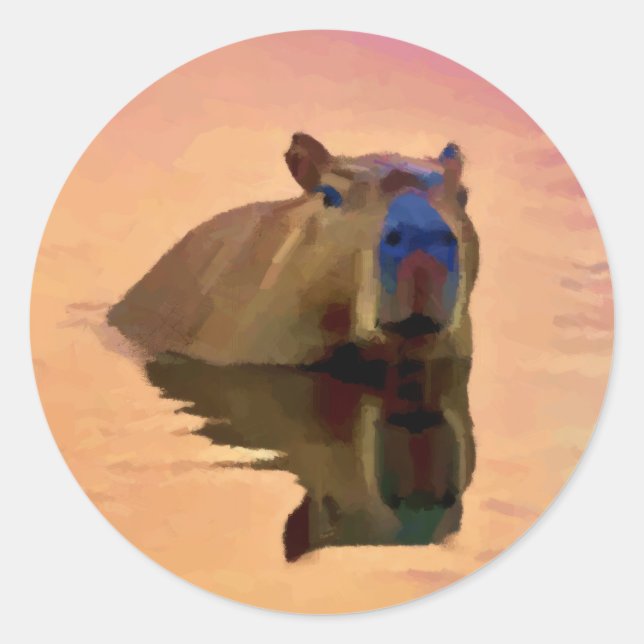 Adesivo Capybara Emergindo de um Lago Tranquilo (Frente)
