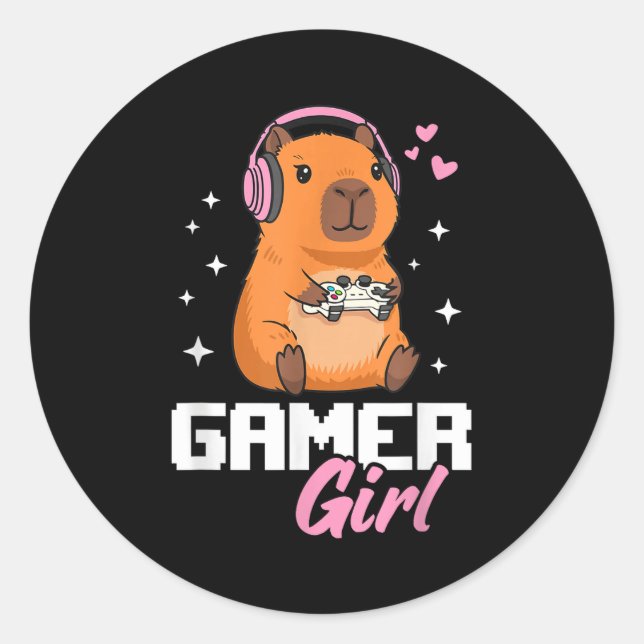 Adesivo Capybara Gamer Girl Gaming  (Frente)