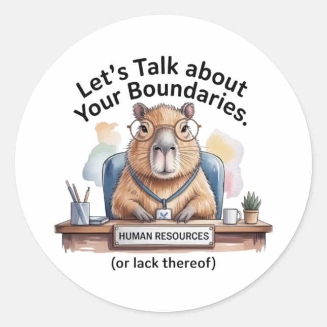 Adesivo Capybara HR Sticker - Funny Workplace Boundaries D (Frente)