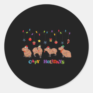 Adesivo Capybara Merry Christmas Capybaras Lover Funny Bon