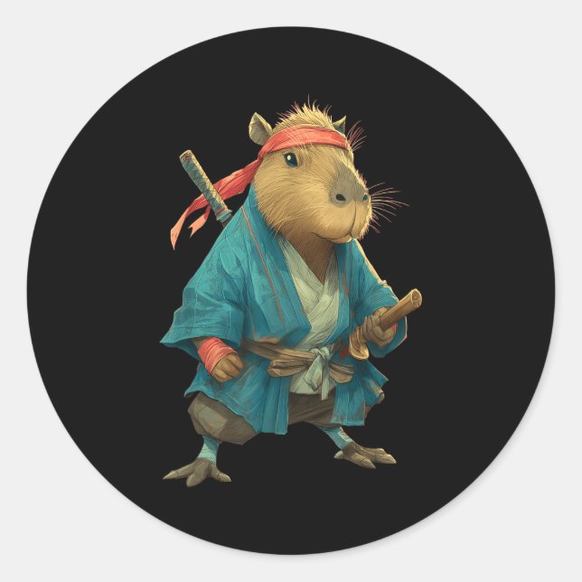 Adesivo Capybara Ninja Samurai Japan Funny Japanese Graphi (Frente)