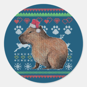 Adesivo Capybara Papais noeis-Claus Ugly Christmas Sweater