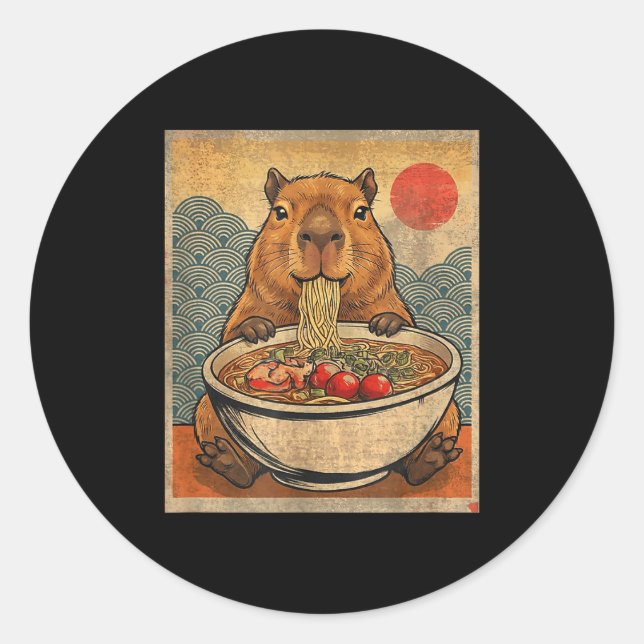 Adesivo Capybara Ramen Japanese Funny Graphic Kawaii Anime (Frente)