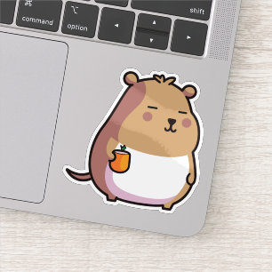 Adesivo Capybara segurando pausa de café